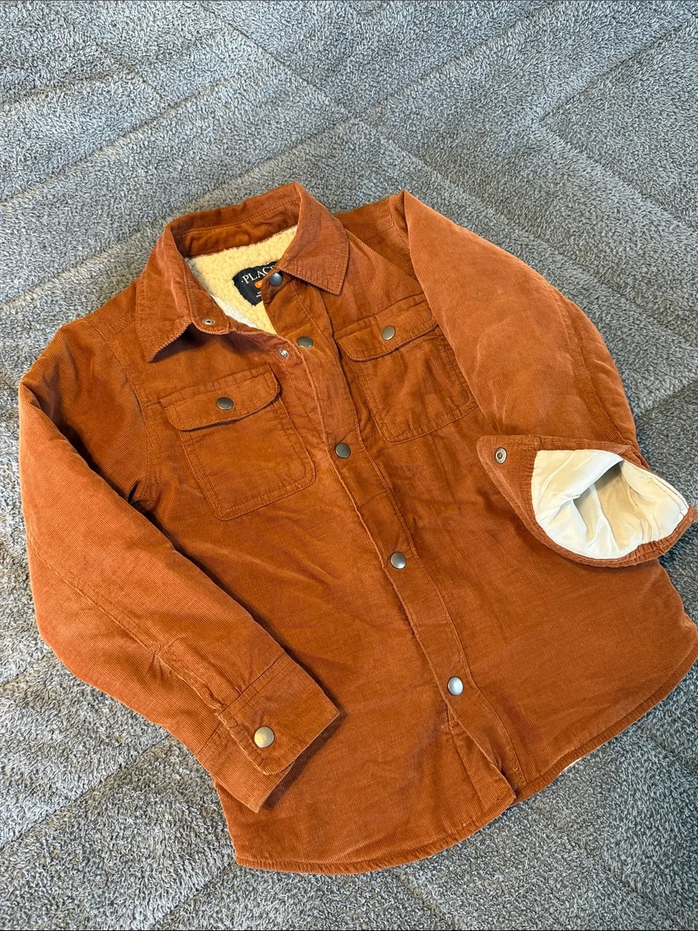 The Children's Place Rust Corduroy Sherpa-Lined Shirt Jacket